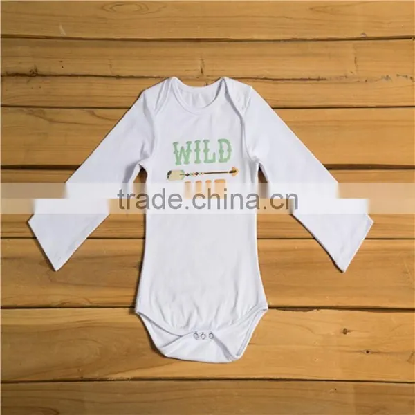 Wholesale Cotton Organic Onesie Plain White Long Sleeves Baby Romper photo-2