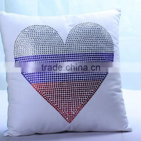 Colorful Heart Rhinestone Decorative Pillow Cover