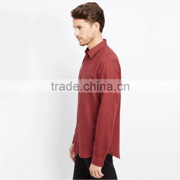 Custom Hot Stylish Plaid Red Business Dress Formal Shirts for Men photo-3