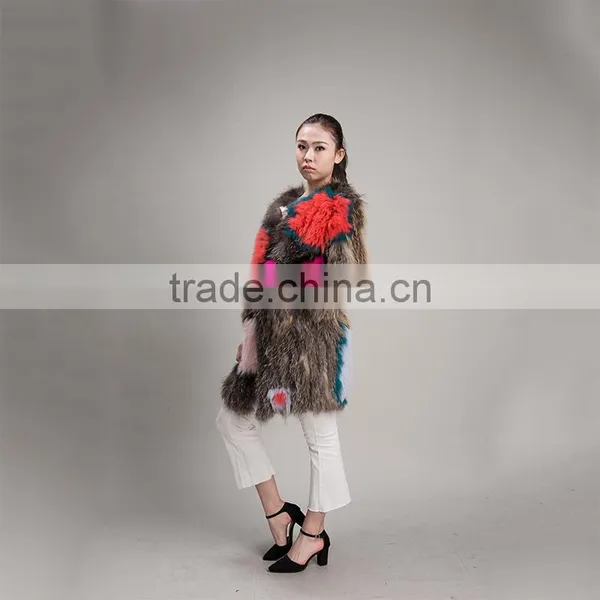 MyfurTop Quality Winter Heart Shap Fashion Lady Clothing Genuine Raccoon Fur Coat With Factory Price photo-4