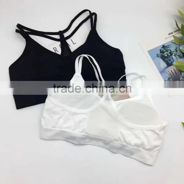 Comfortable Removable Pads Wireless Criss Cross Back Sexy Ladies Yoga Bra photo-2