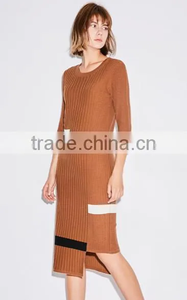 Womens Wholesaler 3/4 Sleeve Wool Knitting Pattern Sweater Dress With Lowest Price photo-2