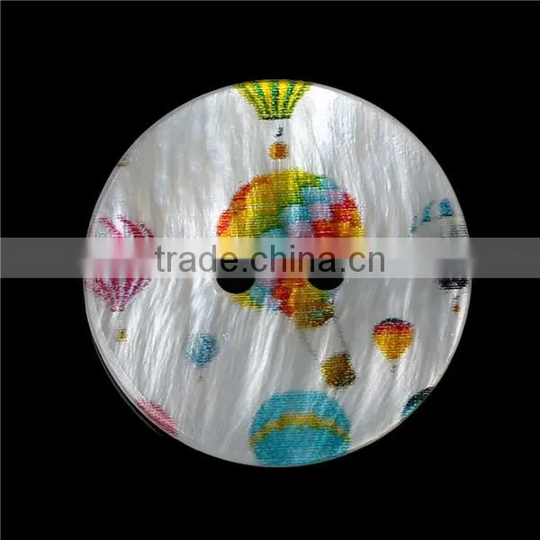 Wholesale Scrapbooking Round Natural Two Holes Fire Balloon Pattern Shell Sewing Button photo-3