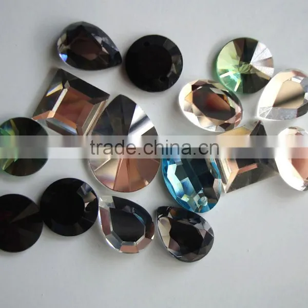 Crystal Glass Large Beads Rhinestones Gems NON HOTFIX FLAT BACK Rhinestone photo-4