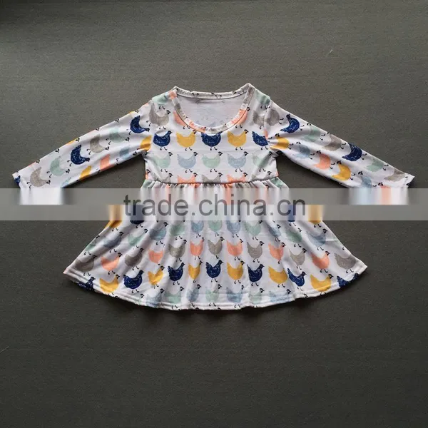 2017 New Fashion Little Girls Long Sleeved Flower Printed Skirt Boutique Toddlers Party Wear Autumn Dresses photo-3