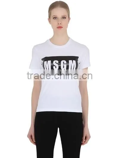 Custom Fashion White Printed T-Shirts Cotton/polyester Girls Fashion White Printed T-Shirts Short Sleeve Slim T Shirts for Women photo-2