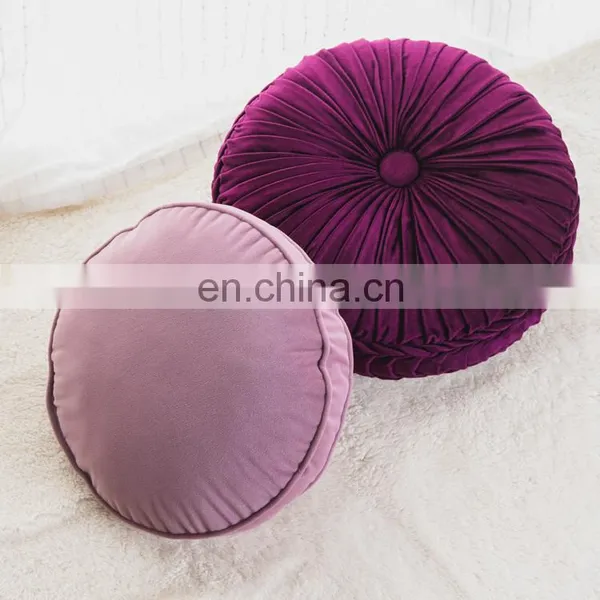 Round Comfortable Soft Taro Solid Color Purple Sofa Decorative Pillow Chair Cushion With Piping photo-7