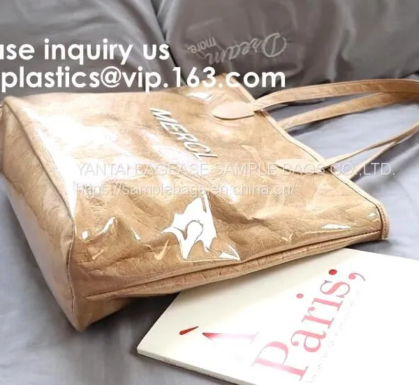 Reusable Promotional Green Tyvek Shopping Tote BagWaterproof Washable Eco k Handy Makeup Cosmetic Clutch Bag Cases photo-2