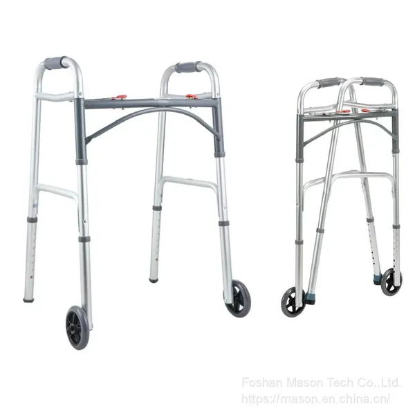 Rollator Walker Arc Shape Dual Button Folding Walker With 2 Wheels photo-4