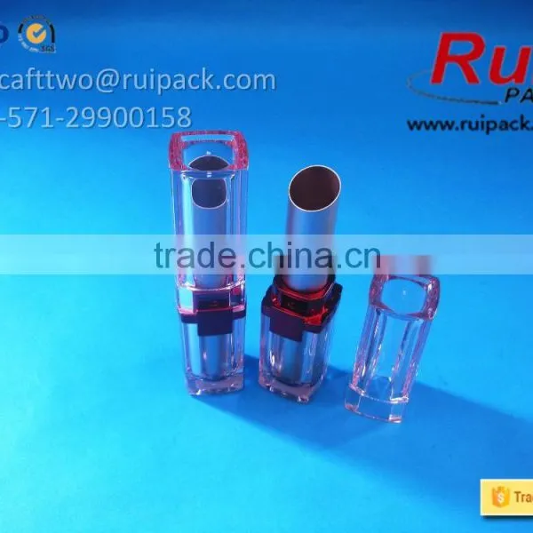 High Grade Acrylic Lipstick Tube With Aluminum Tube, Square Metal Aluminum Lipstick Case With Acrylic Outer Cover photo-3