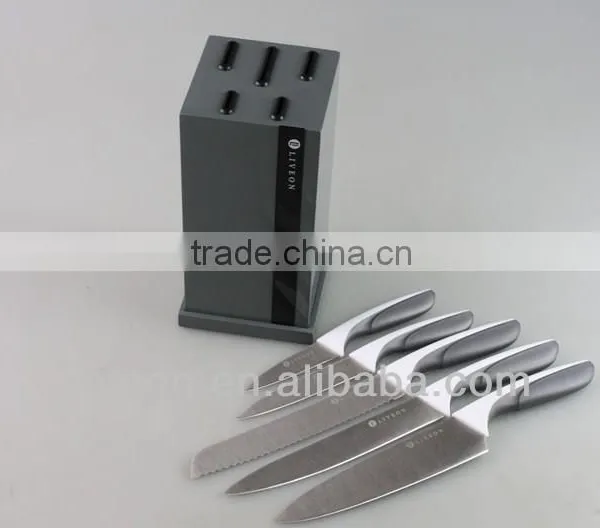 2014 Lifestyle LIVEON 5 Pcs Titanium Knife Set With MDF Block