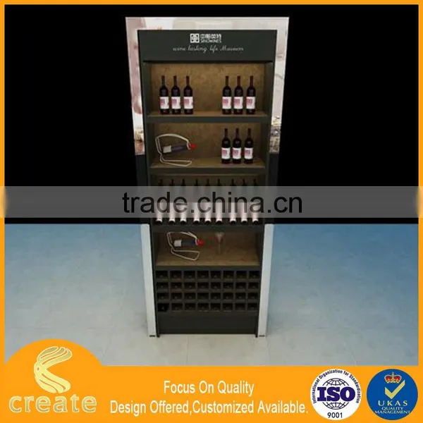 Luxury Wooden Black Exhibition Wine Display Rack Showcase With Led Light& Matt Finish For Wine Shop Interior Decoration photo-2