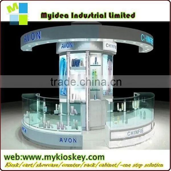 Round Unique Design Retail Kiosk Cosmetic Showcase