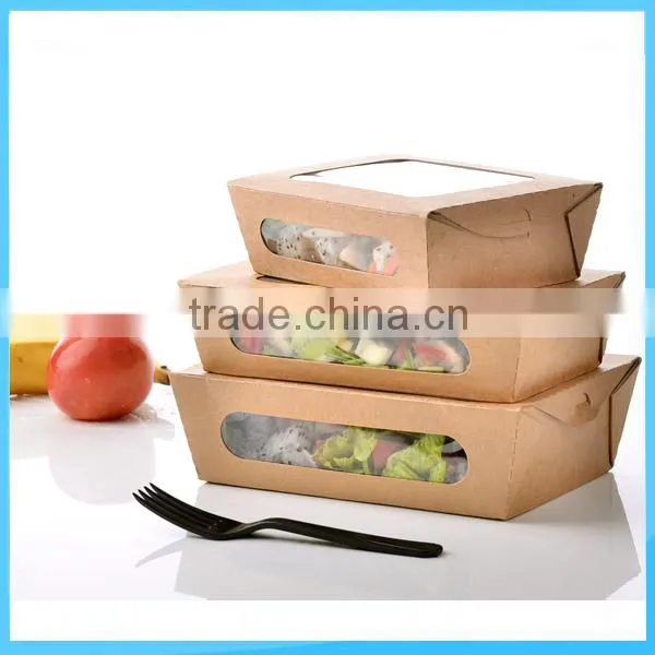 Medium Kraft Salad Paper Box With Clear Window photo-6