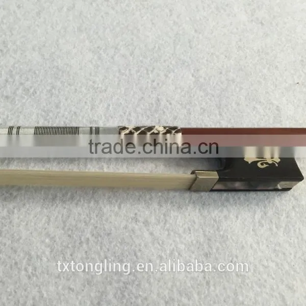 China Hot Sale High Quality Round Shape Solid Violin Bow With Ebony Frog photo-3
