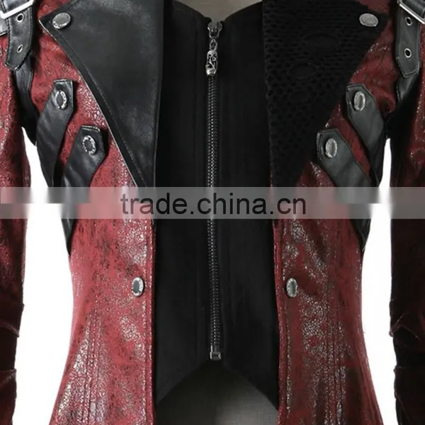 Y-349 Red Gothic Punk Rave Studded Special Hot Punk Leather Jacket photo-5