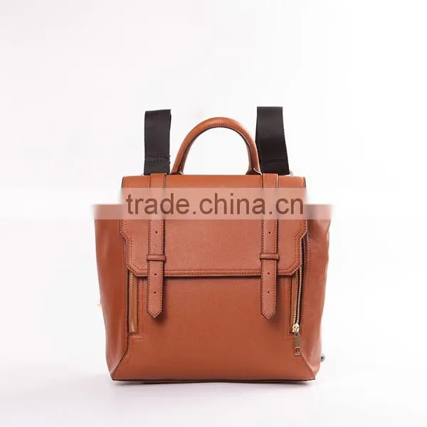 M22 European High Quality Coffee Color Teens PU School Satchel Bag With Cotton Webbing Straps photo-2