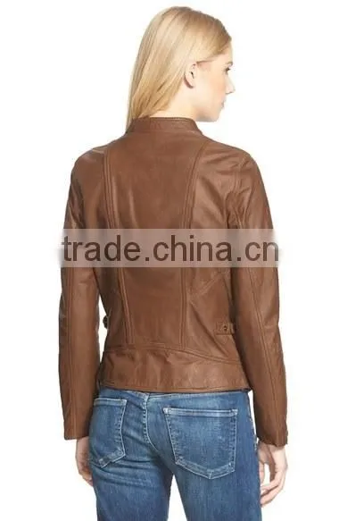 Straight Lines Women Fashion Leather Jacket photo-2