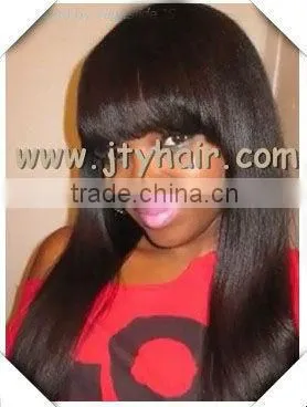 Hot Beauty 20" #1b Silky Straight, Indian Remy Hair Full Lace Wig With Fringe photo-2