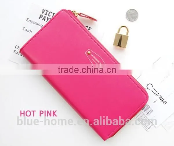 Single Zipper Around Faux Leather Checkbook Wallet Unisex Long Card Holder High Quality for Waiter photo-6