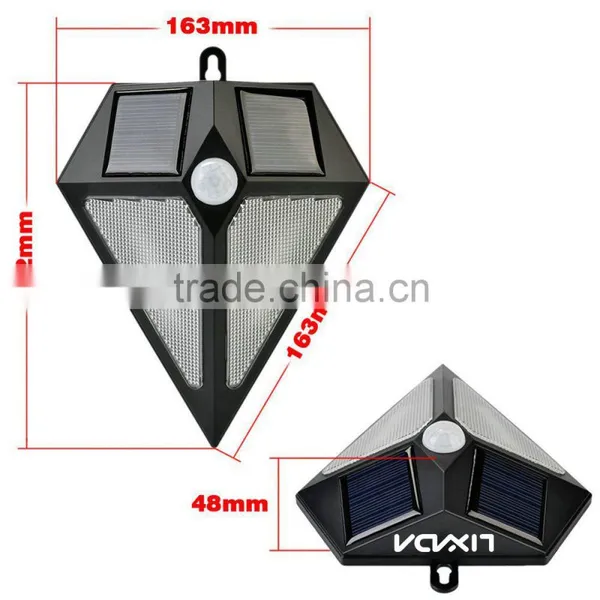 LIADA Outdoor Waterproof 6LEDs Solar Powered Light PIR Motion Sensor Lamp Light Brightness Diamond Shaped Wall Lamp for Balcony photo-6
