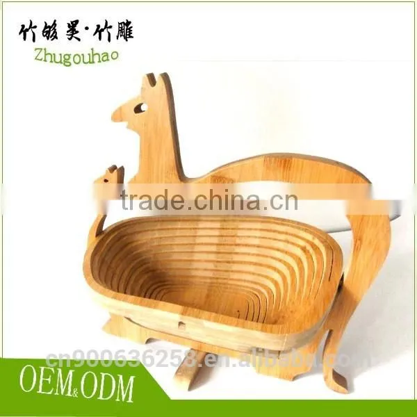 Apple Shape Folding Bamboo Storage Food Fruit Basket for Wedding photo-5