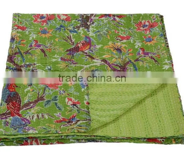 Check Out~Our Lovely Collection of Bird Kantha Quilts Throws Rugs Bedspreads Pillows & Cushions~Source Directly From Factory