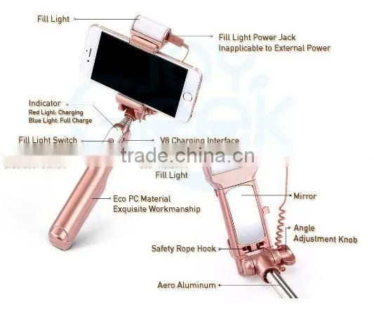 2016 New Items Mobile Phone Selfie Stick Monopod Remote Bluetooth Shutter Control