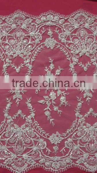 Beaded Double Scalloped Edged Lace Trim
