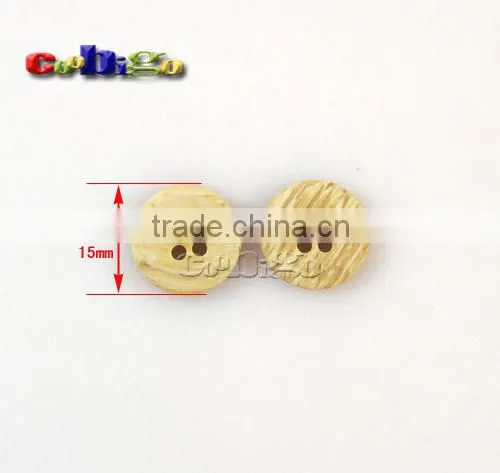 15mm(24L) Dia. Imitation Wood Grain Resin Buttons 2/4 Holes Sewing Craft Accessories For Bag Garment #FLN005-15 Quality Choice photo-3