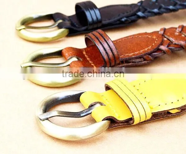 Ladies Skinny Braided Genuine Leather Belt photo-6
