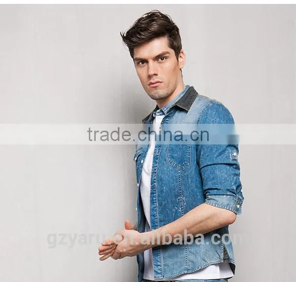 Men's Fashion Casual Washing Jeans Shirts photo-2