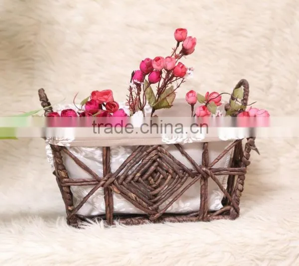 Flower Basket Beautiful Design Maize Husk Rattan Storage Basket photo-5