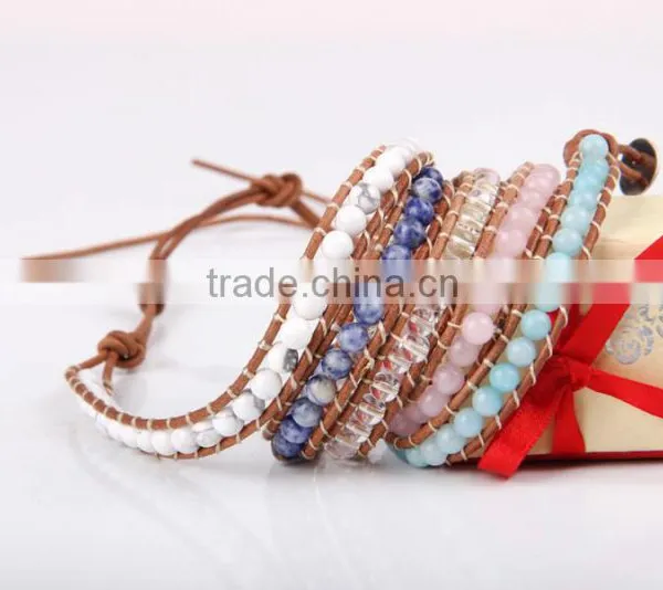 Five Laps the Latest Popular A Turquoise of Agate Powder Natural Stone Bracelet Women photo-3