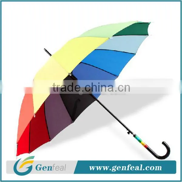 16k Glassfiber Ribs Most Popular Multi Color Rainbow Golf Umbrellas Windproof