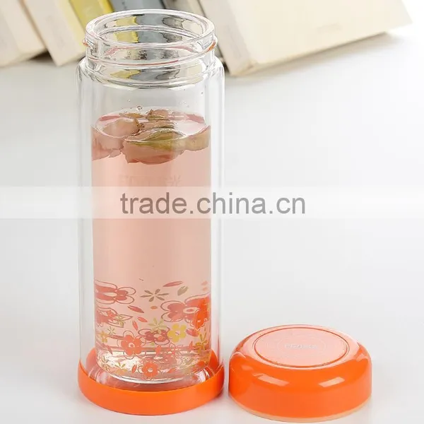 280ml Transparent Custom Double Wall Heat-resistant Tea Cup Portable Pyrex Glass Water Bottle photo-4
