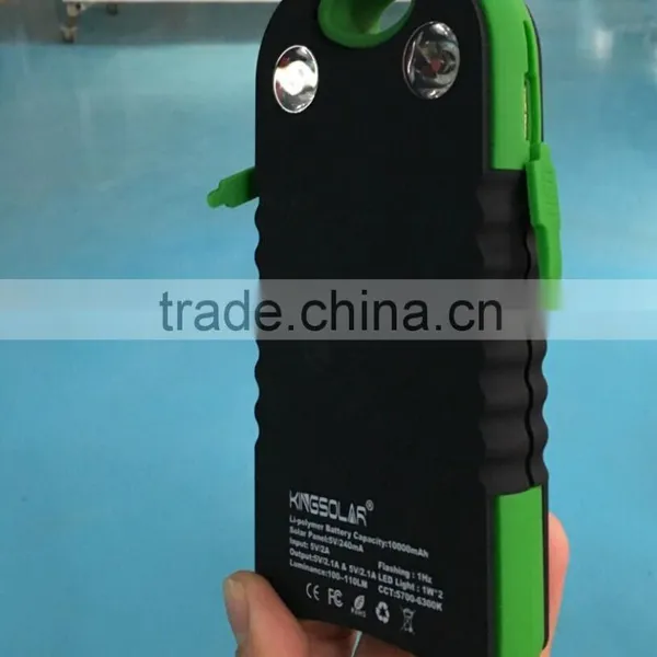 Hot Selling LED Light 10000mah Solar Power Bank Solar Charger Portable photo-2