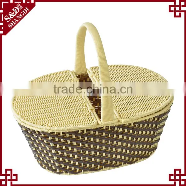 S.D Wholesale pe Rattan Gift Hanging Storage Basket Cheap Plastic Baskets With Handles