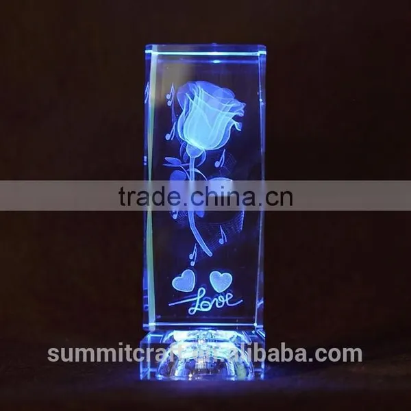 3d Laser Crystal Rose Wedding Gift Souvenir photo-2