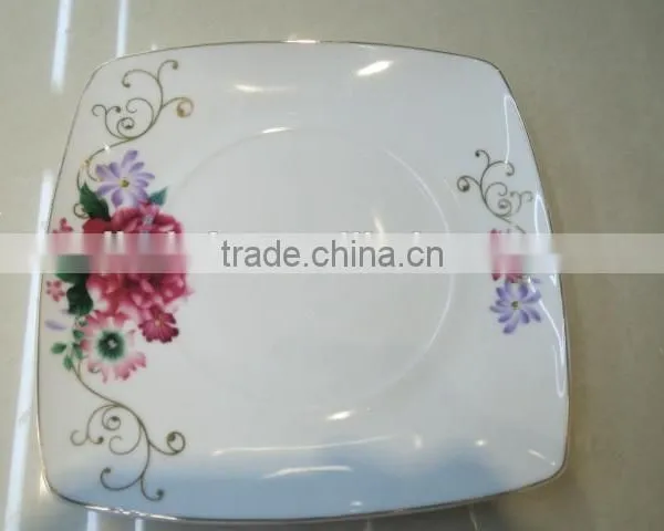 Hot Sales High Quality Nice Rose Flower Square Shape Ceramic Porcelain Dinner Set photo-3