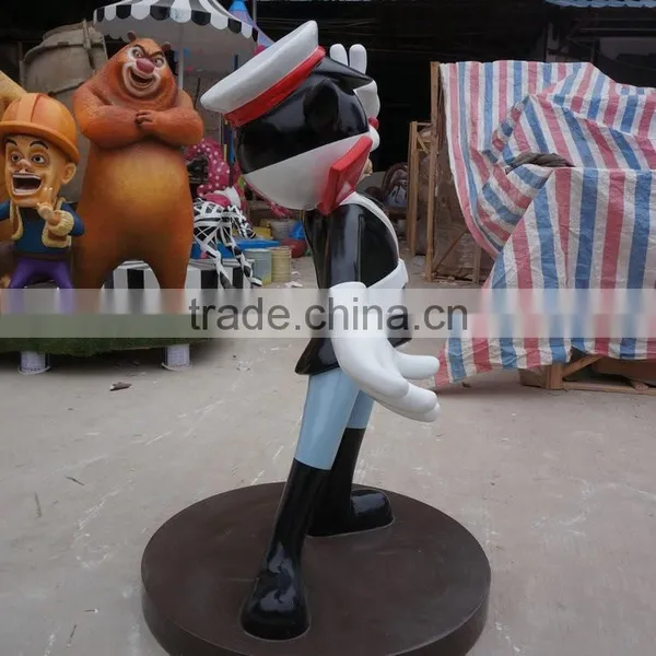 FRP Black Cat Police Cartoon Statue photo-6