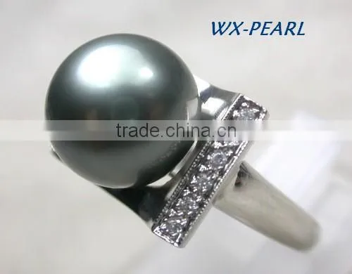 Golde Pearl Silver Ring With Tahitian Pink Round Pearl Ring photo-2