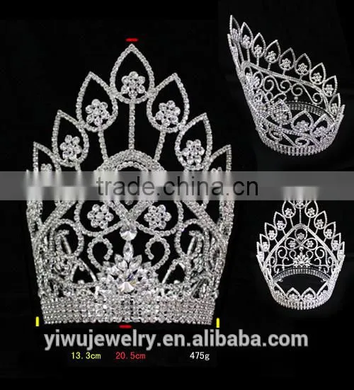 Yiwu Crystal Rhinestone Silver Plated Beauty Queen Crown For Adult Halo H172-157 photo-2