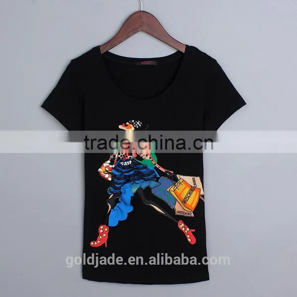 Latest Fashion Casual Elegant Short Sleeve Summer Women Printed T Shirt photo-2