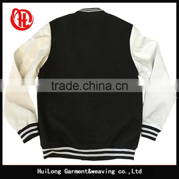Custom pu Sleeve Fleece Casual Varsity Jacket for Men photo-3