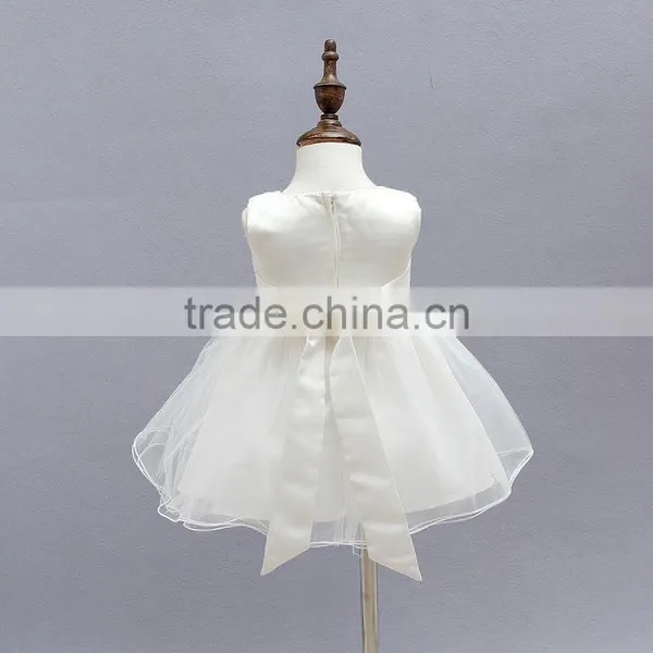 Latest Design Hot Sale Summer Dress 2017 Wholesale Silk Baby Clothing Kids White Short Sleeve Baby Girl Floral Tutu Dress photo-3