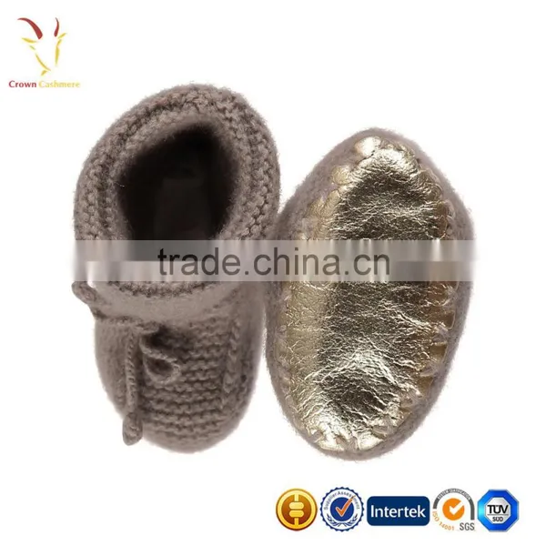 Booties Gold Biscuit Flat Baby Knitted Cashmere Infant Booties/Shoes photo-3