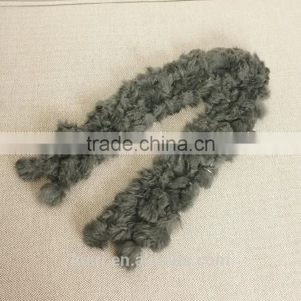New Women Winter Real Rabbit Fur Scarf Lady Fur Scarves 100 Fur Ball Velvet Rabbit Echarpe Luxury Neck Warmer photo-5