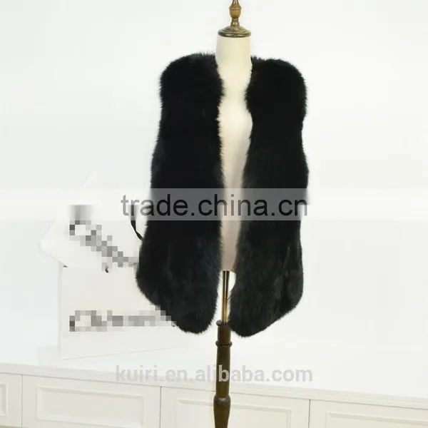 2017 New Fluffy High Quality Real Fox Fur Vest Women in Blue and Red PC-256 photo-6