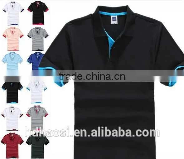 Blank t Shirt Beaded Cotton Double Color Collar Polo Shirt 195g CVC Materials Polo t Shirt for Men photo-2
